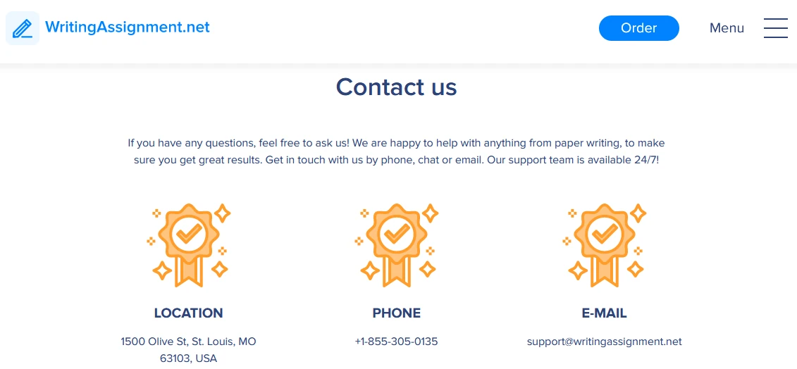 WritingAssignment customer support